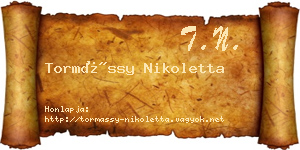 Tormássy Nikoletta névjegykártya
