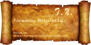 Tormássy Nikoletta névjegykártya