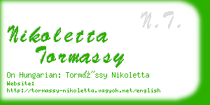 nikoletta tormassy business card